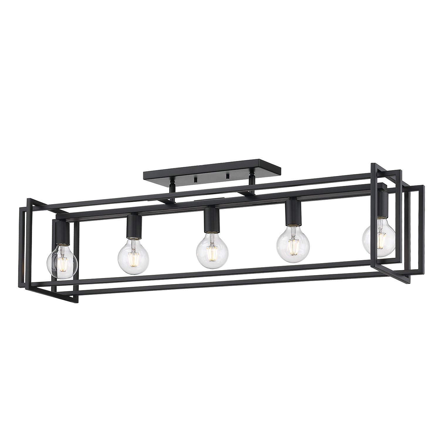 Tribeca Linear Pendant in Matte Black with Matte Black Accents