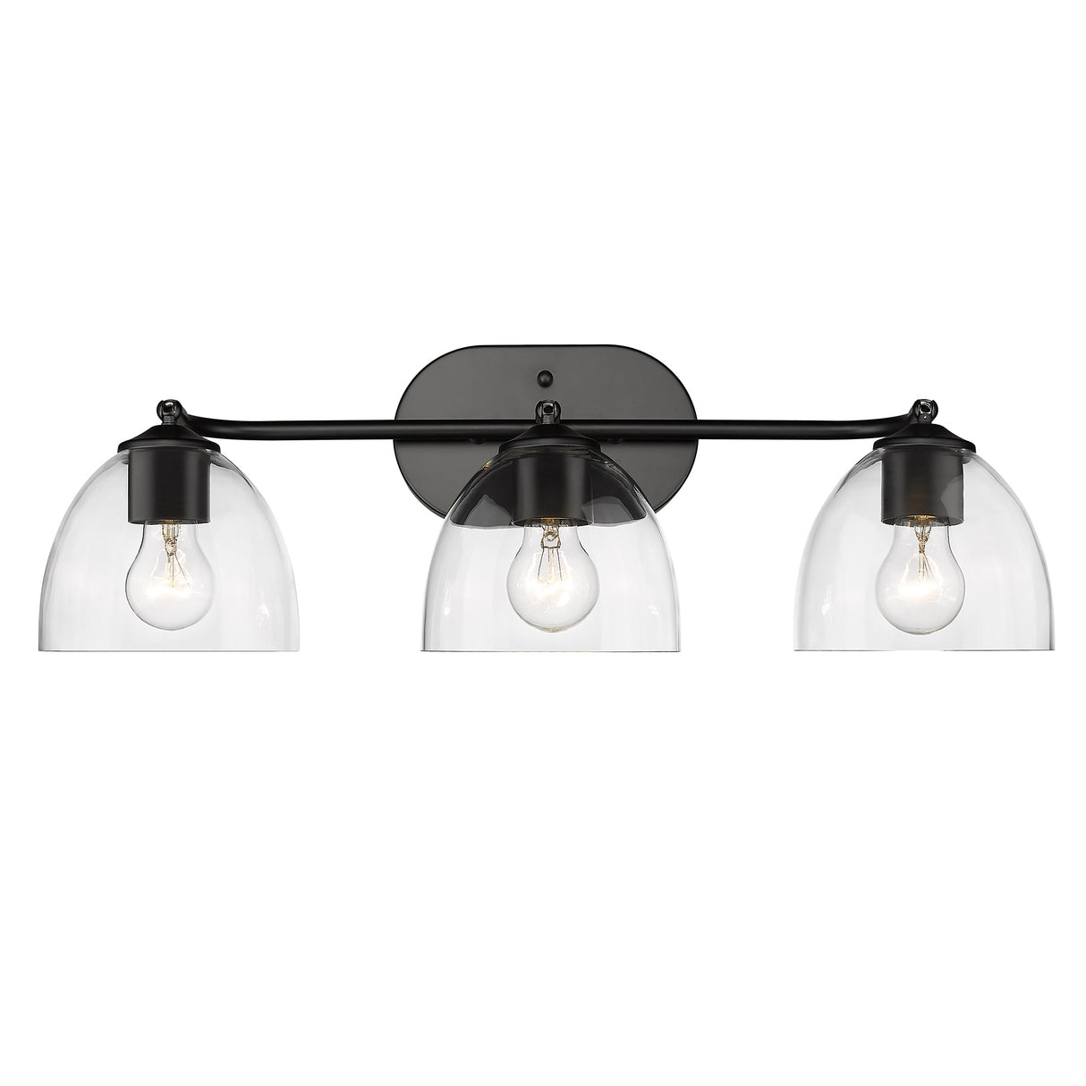 Roxie 3 Light Semi-Flush in Matte Black with Matte Black Accents and Clear Glass Shade