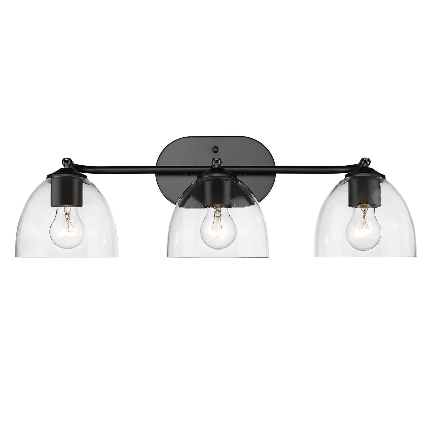 Roxie 3 Light Semi-Flush in Matte Black with Matte Black Accents and Clear Glass Shade