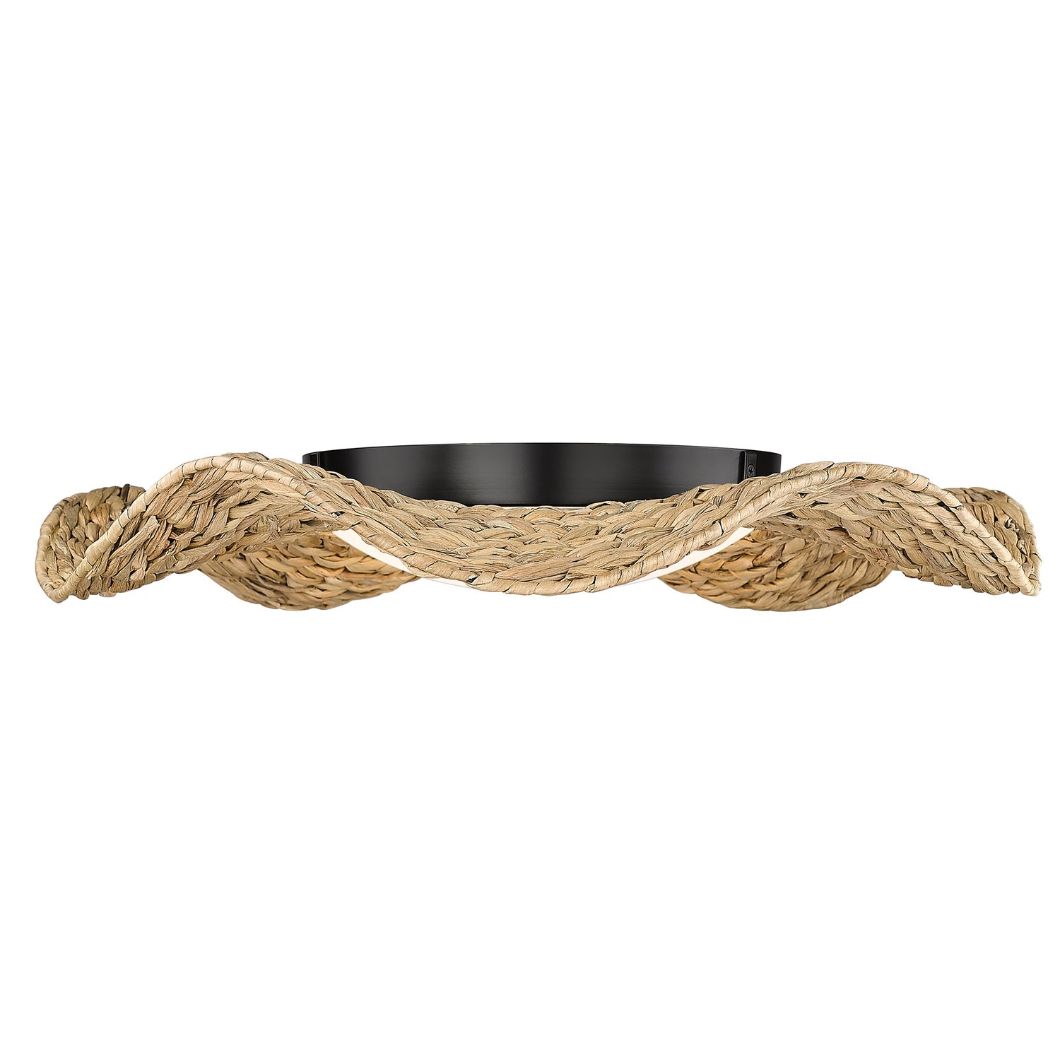 Macy Flush Mount - 21" in Matte Black with Woven Sweet Grass Shade