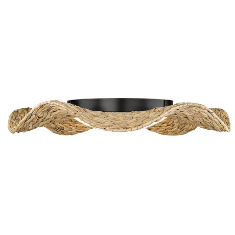 Macy Flush Mount - 21" in Matte Black with Woven Sweet Grass Shade