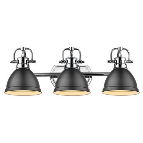 Duncan 3 Light Bath Vanity in Chrome with a Matte Black Shade
