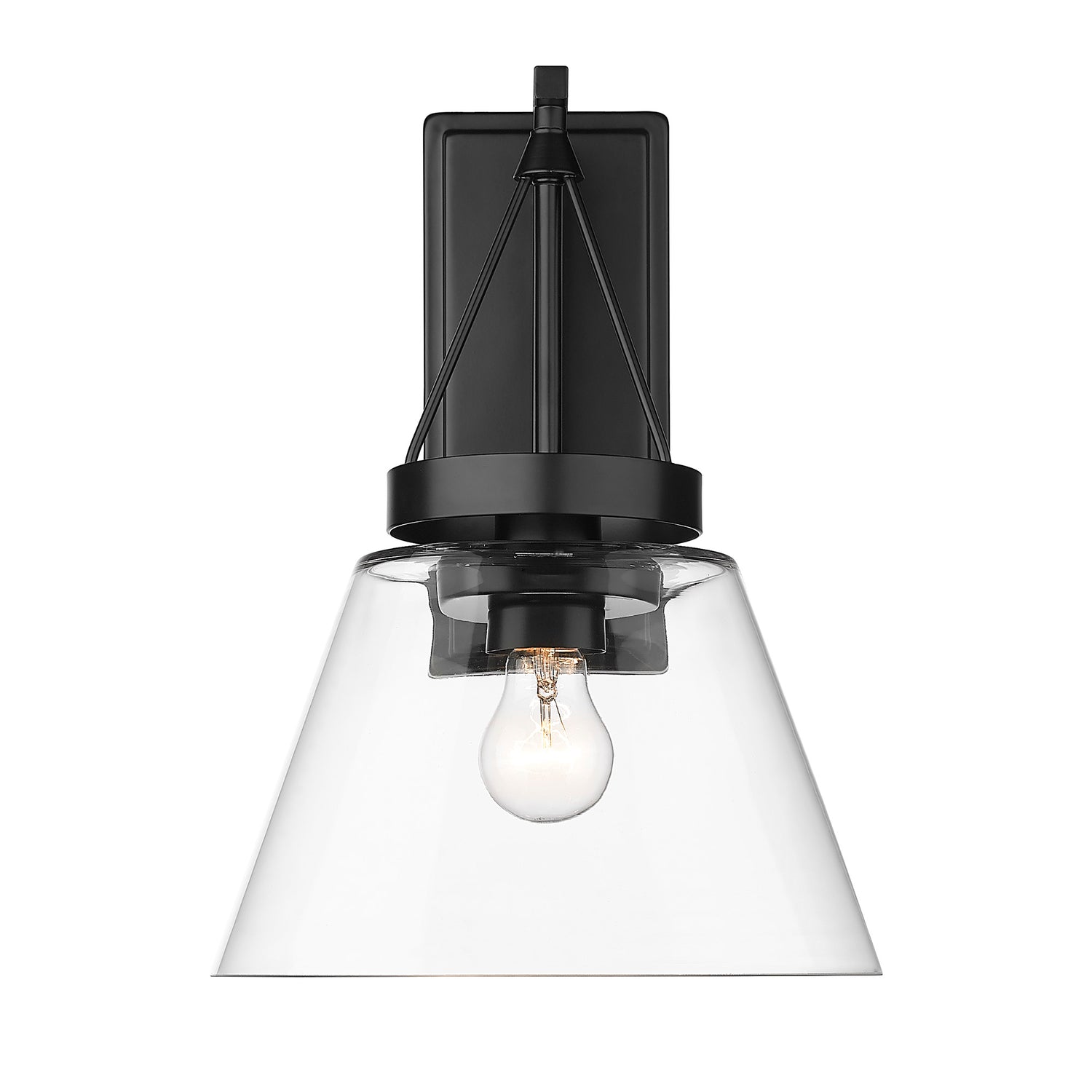 Penn 1 Light Wall Sconce in Matte Black with Clear Glass Shade