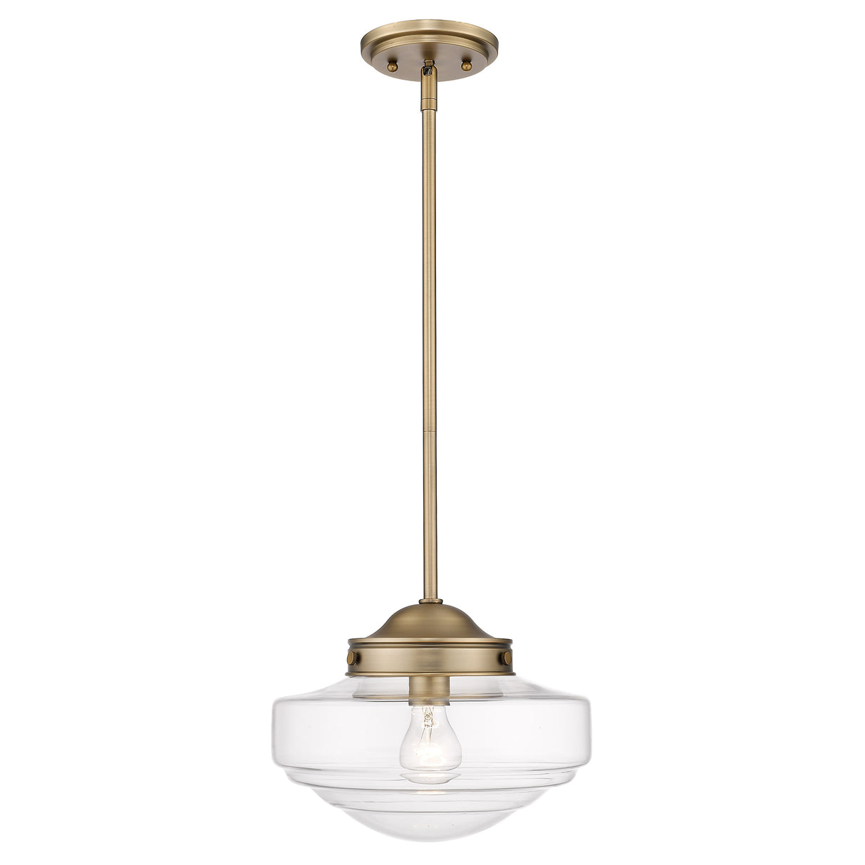 Ingalls Medium Pendant in Modern Brass and Clear Glass Shade