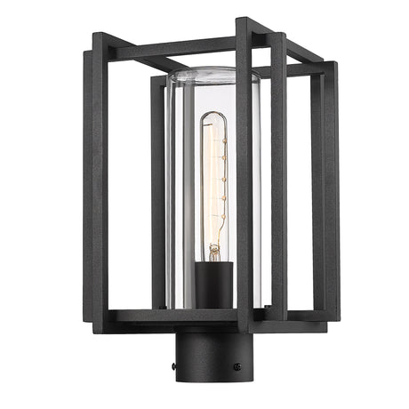 Tribeca NB Post Mount - Outdoor in Natural Black with Clear Glass Shade