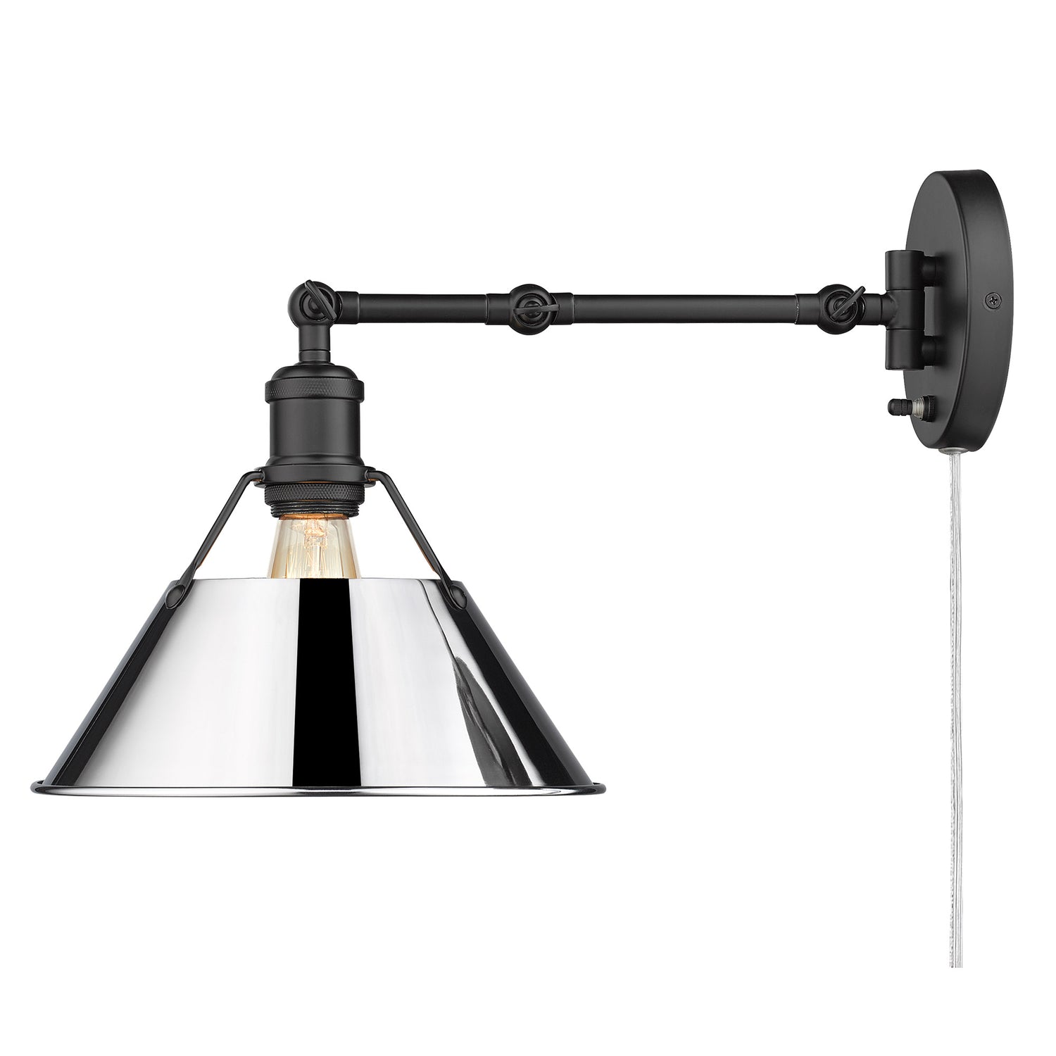 Orwell BLK Articulating 1 Light Wall Sconce with Chrome Shade