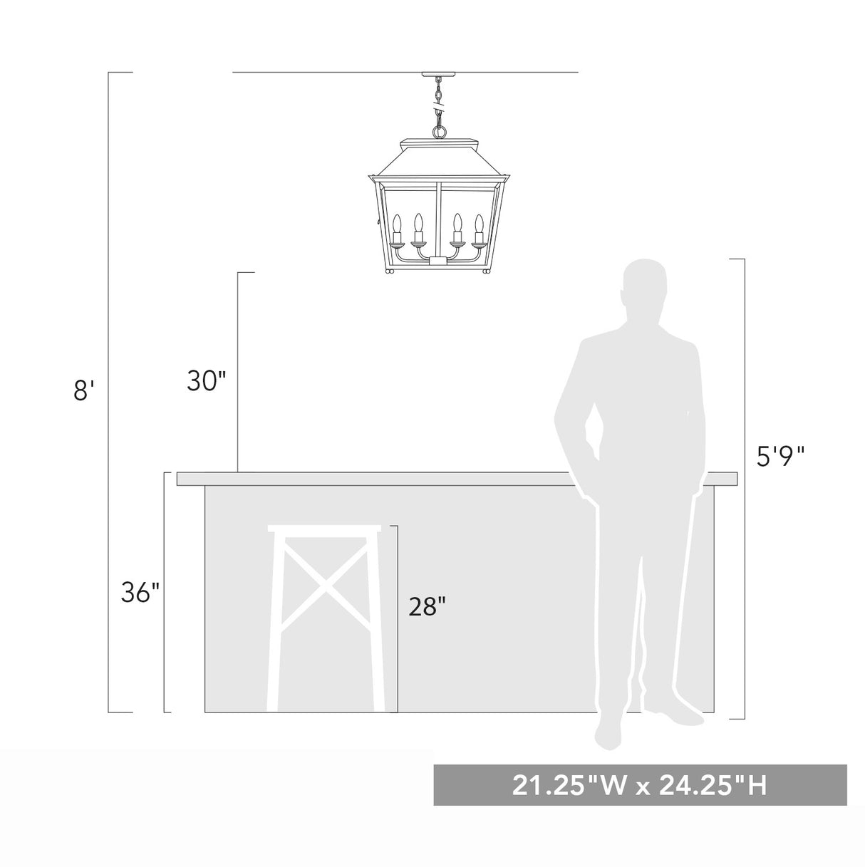Abingdon 4-Light Pendant in Antique Black Iron