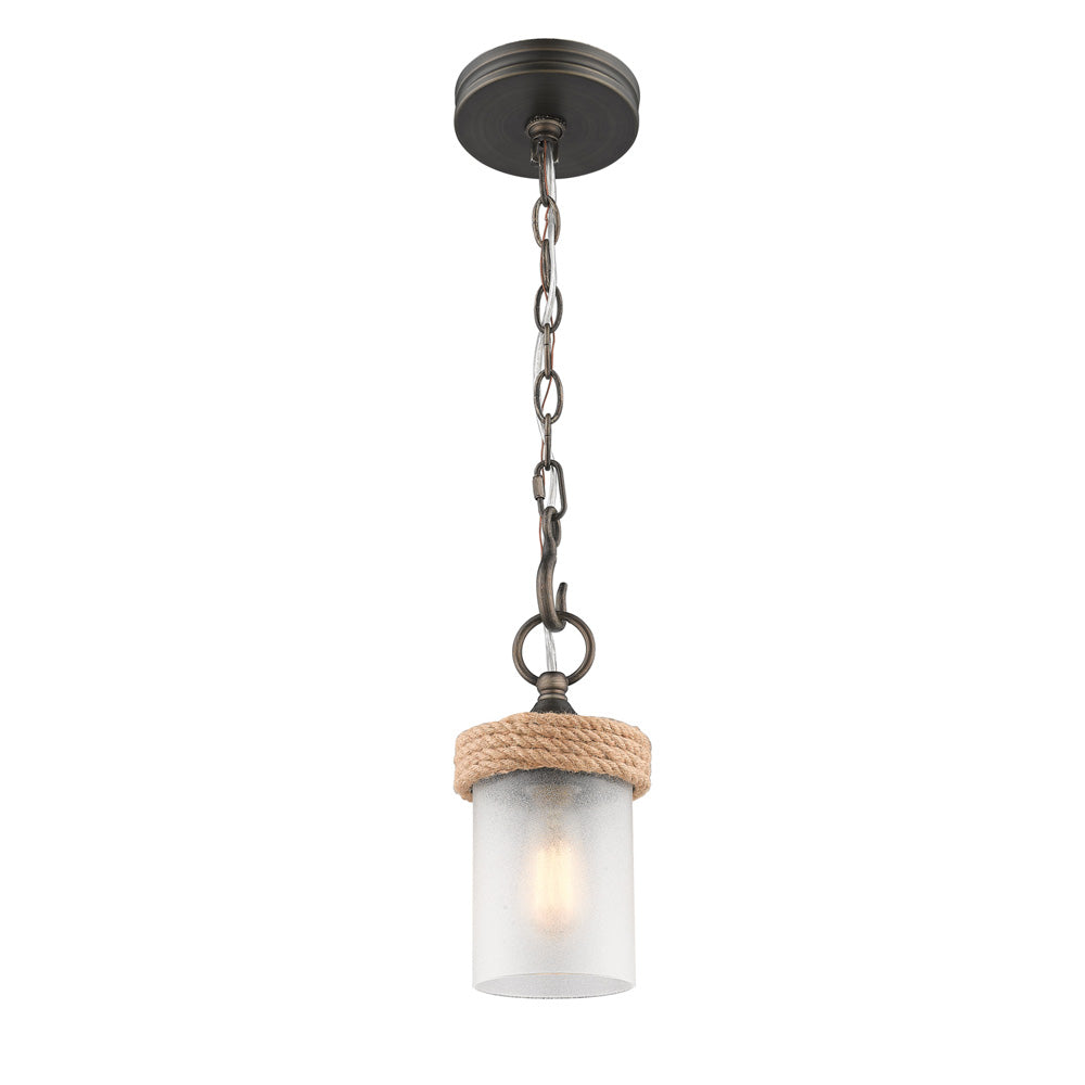 Chatham Mini Pendant in Gunmetal Bronze with Clear Sandblasted Glass