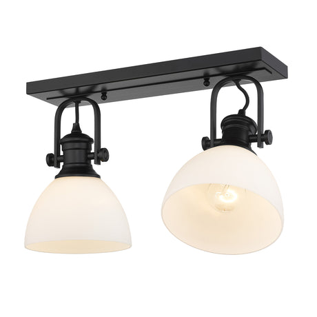 Hines 2-Light Semi-Flush in Matte Black with Opal Glass