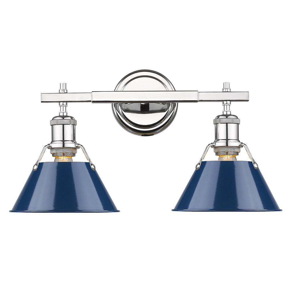 Orwell CH 2 Light Bath Vanity in Chrome with Navy Blue Shade