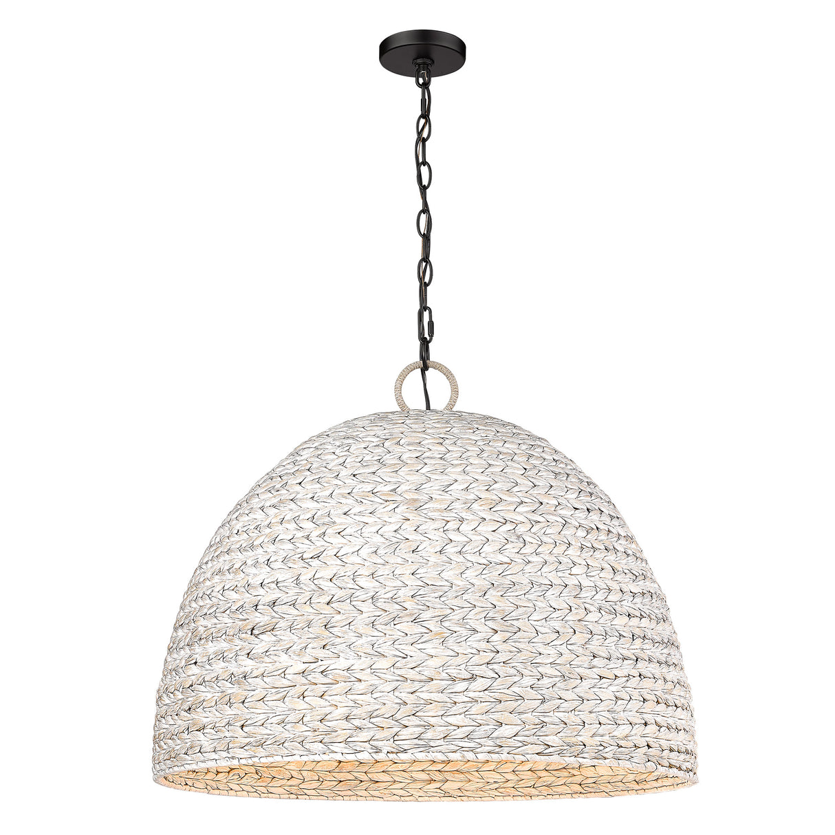 Rue 8 Light Pendant in Matte Black with Painted Sweet Grass Shade