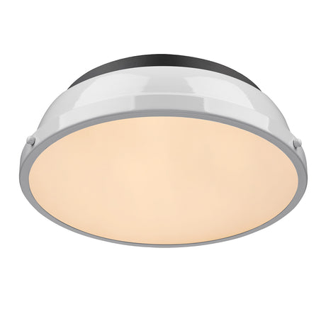 Duncan 14" Flush Mount in Matte Black with a White Shade