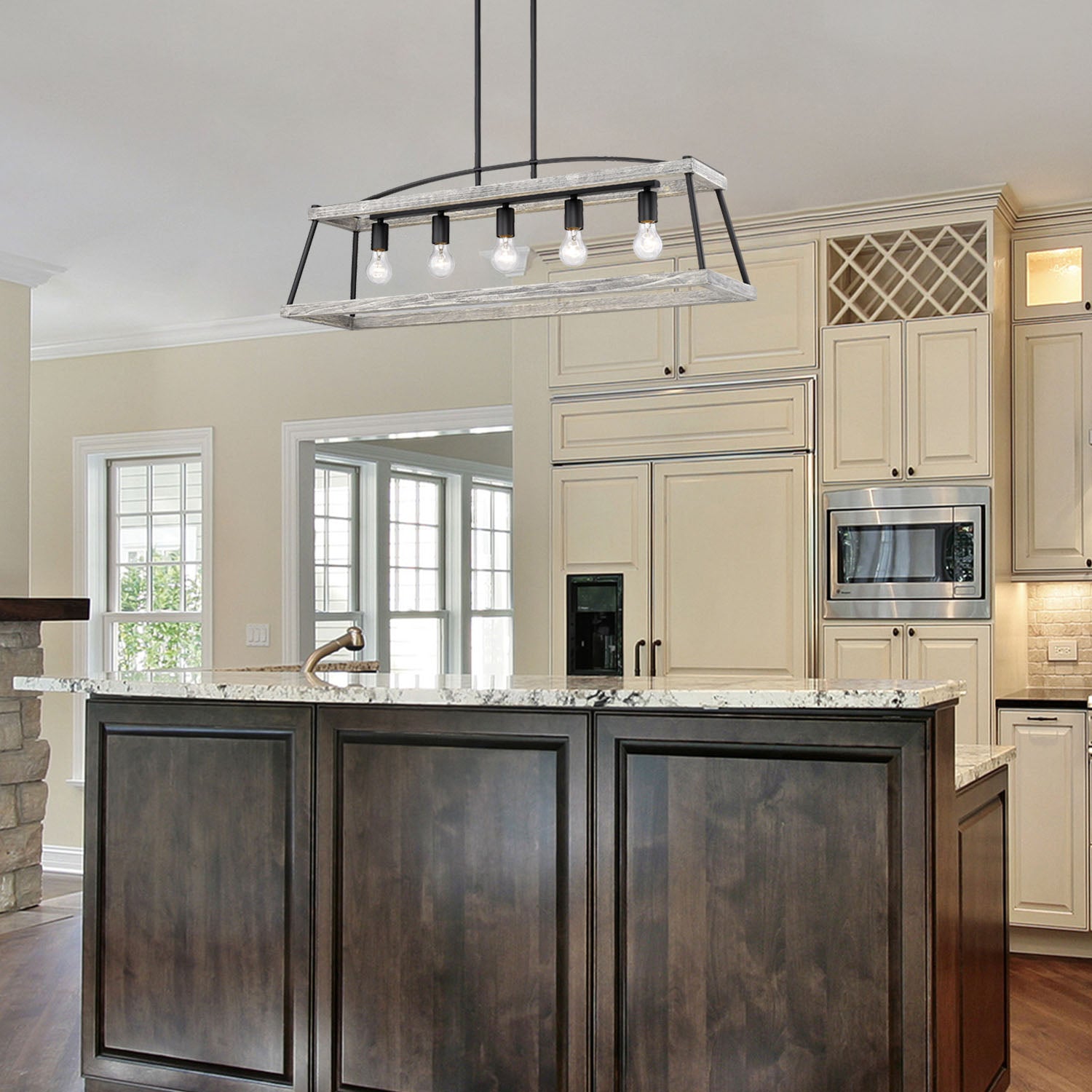 Teagan Linear Pendant in Natural Black with Gray Harbor Accents