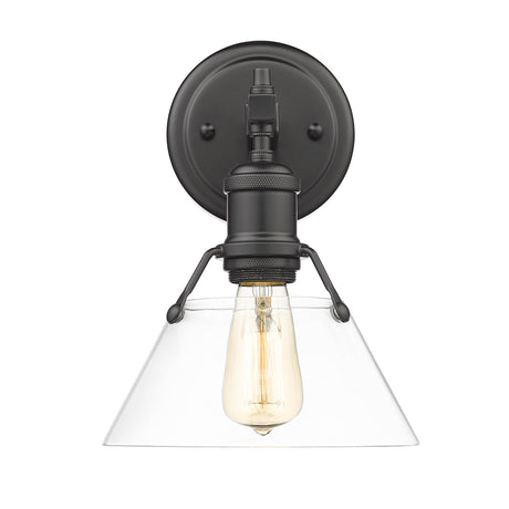 Orwell BLK 1 Light Bath Vanity in Matte Black with Clear Glass Shade