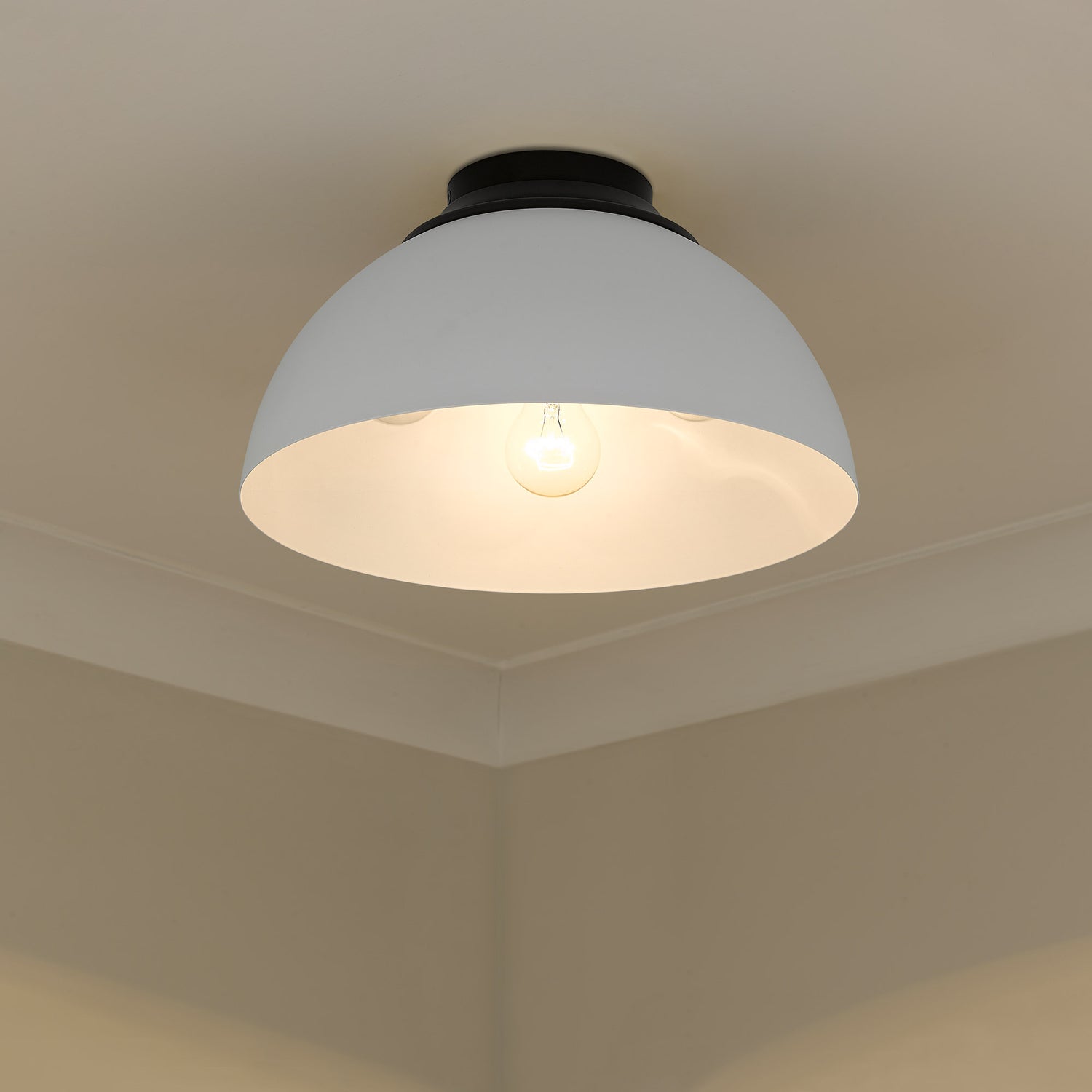 Zoey Flush Mount in Matte Black with Matte White Shade