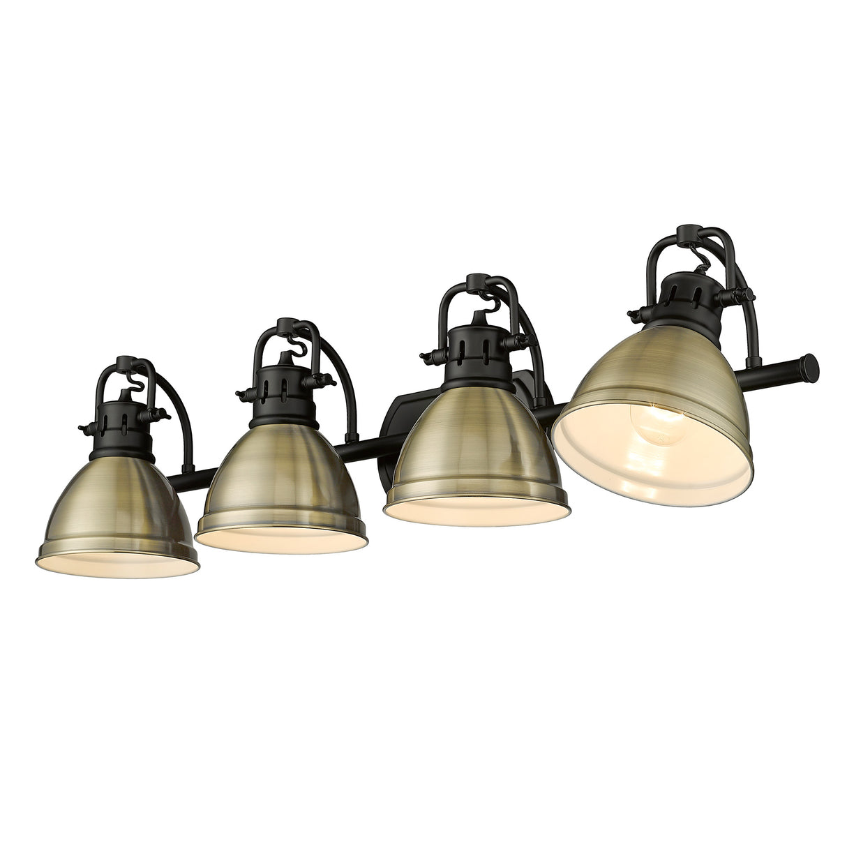 Duncan BLK 4 Light Bath Vanity in Matte Black with Aged Brass Shade