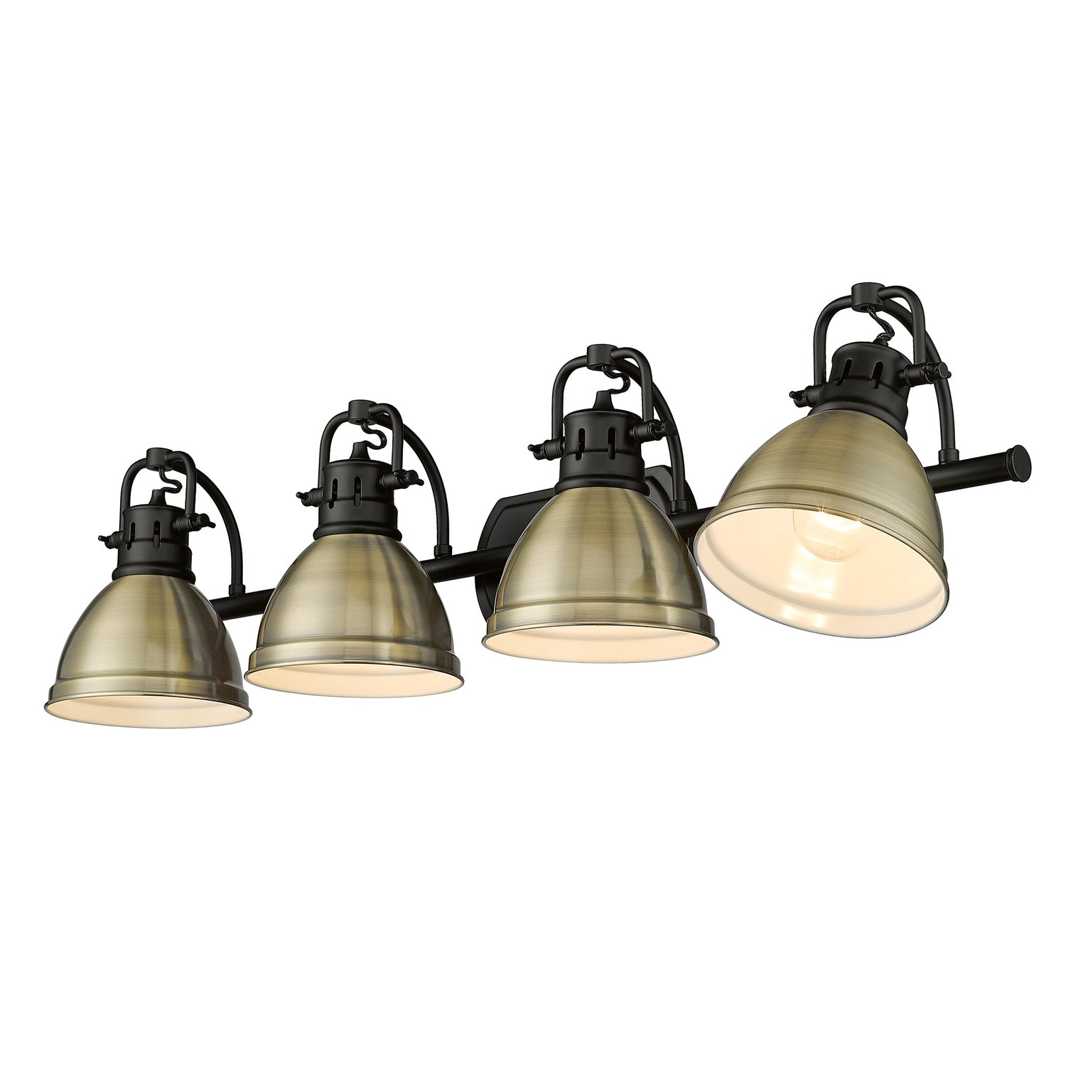 Duncan BLK 4 Light Bath Vanity in Matte Black with Aged Brass Shade