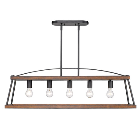 Teagan Linear Pendant in Natural Black with Rustic Oak Accents