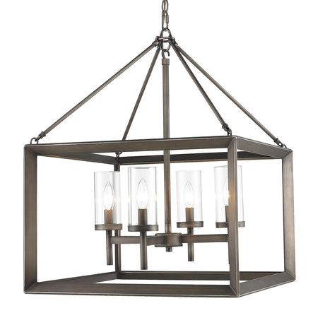 Smyth 4 Light Chandelier in Gunmetal Bronze with Clear Glass