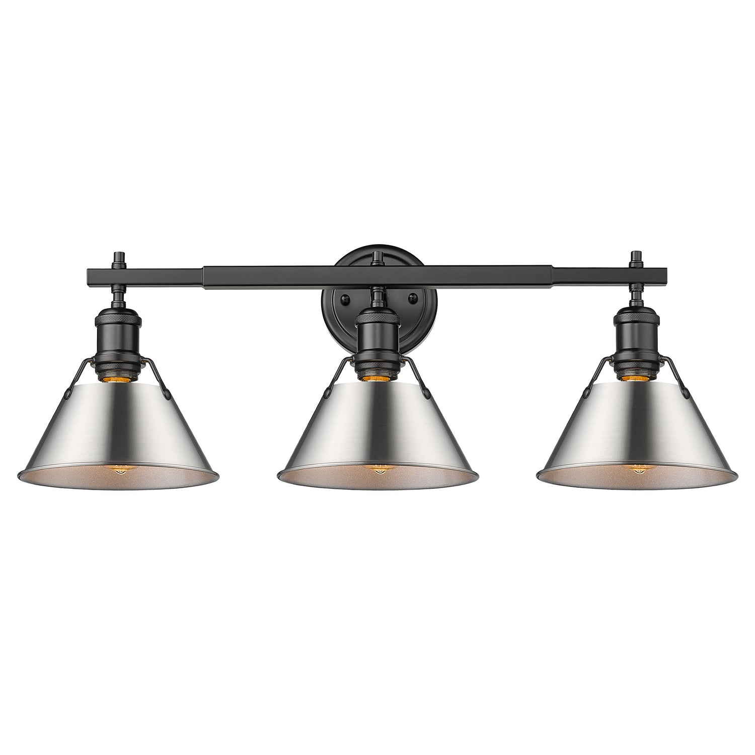 Orwell BLK 3 Light Bath Vanity in Matte Black with Pewter Shade