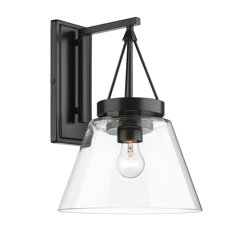 Penn 1 Light Wall Sconce in Matte Black with Clear Glass Shade