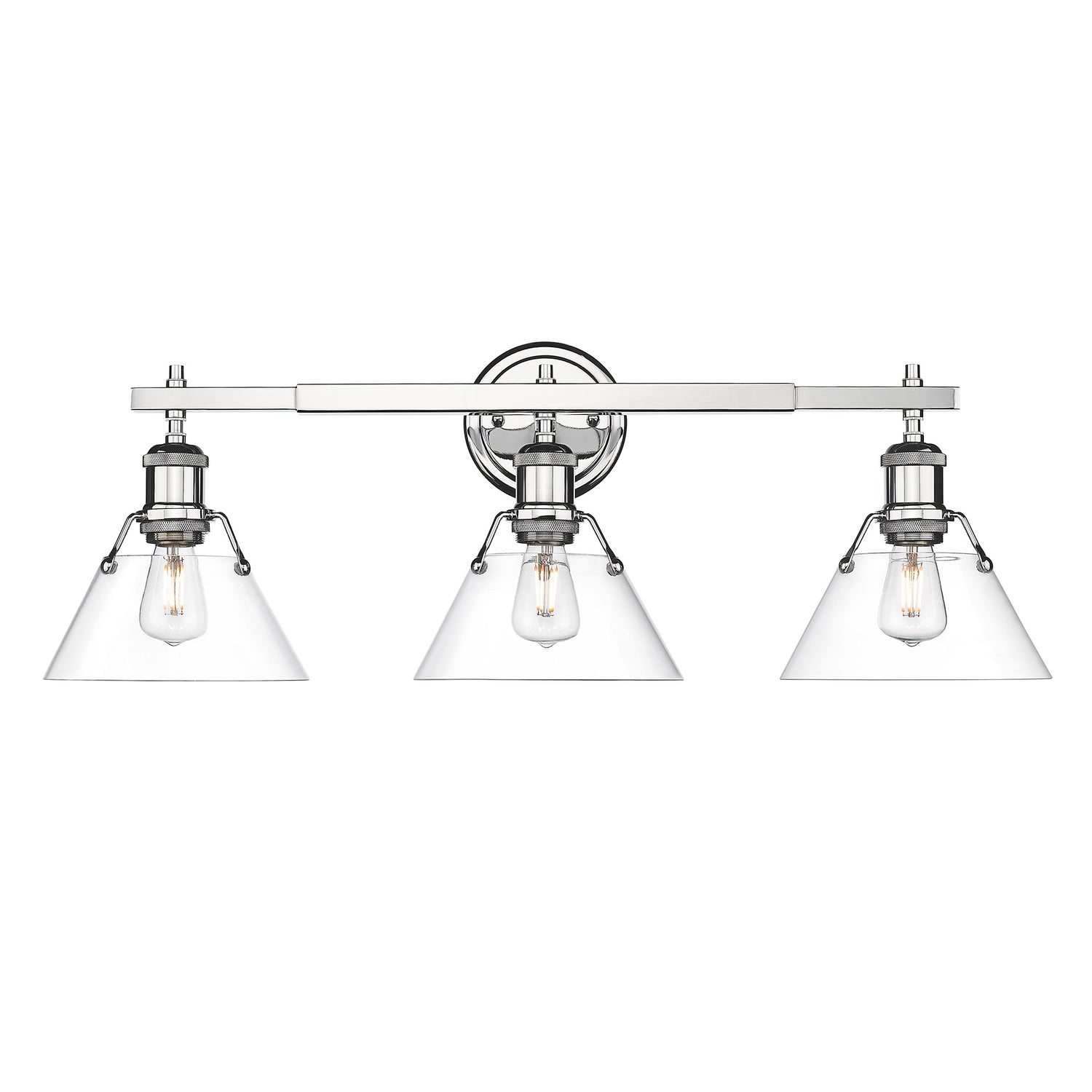 Orwell CH 3 Light Bath Vanity in Chrome with Clear Glass Shade
