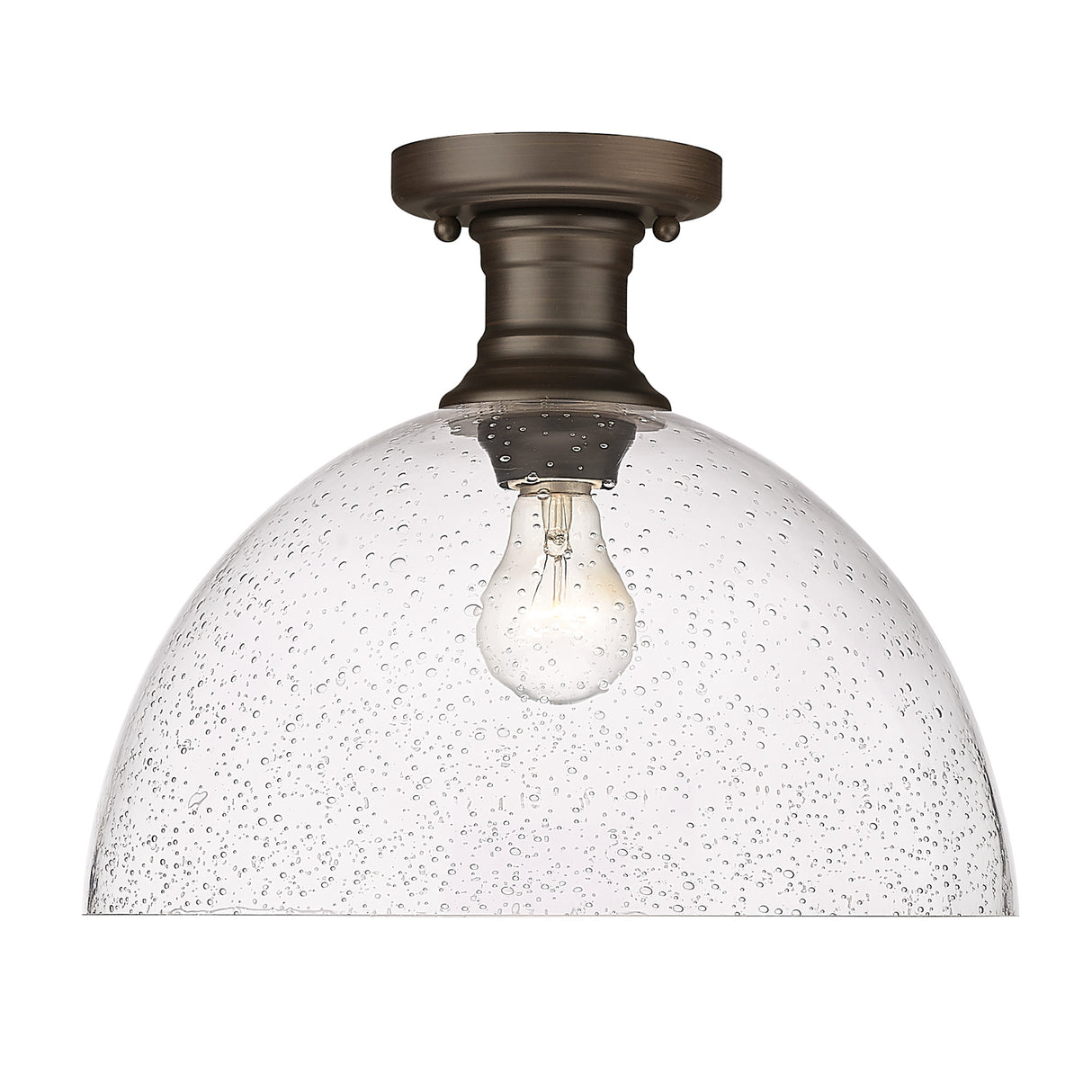 Hines 14" Semi-flush in Rubbed Bronze with Seeded Glass
