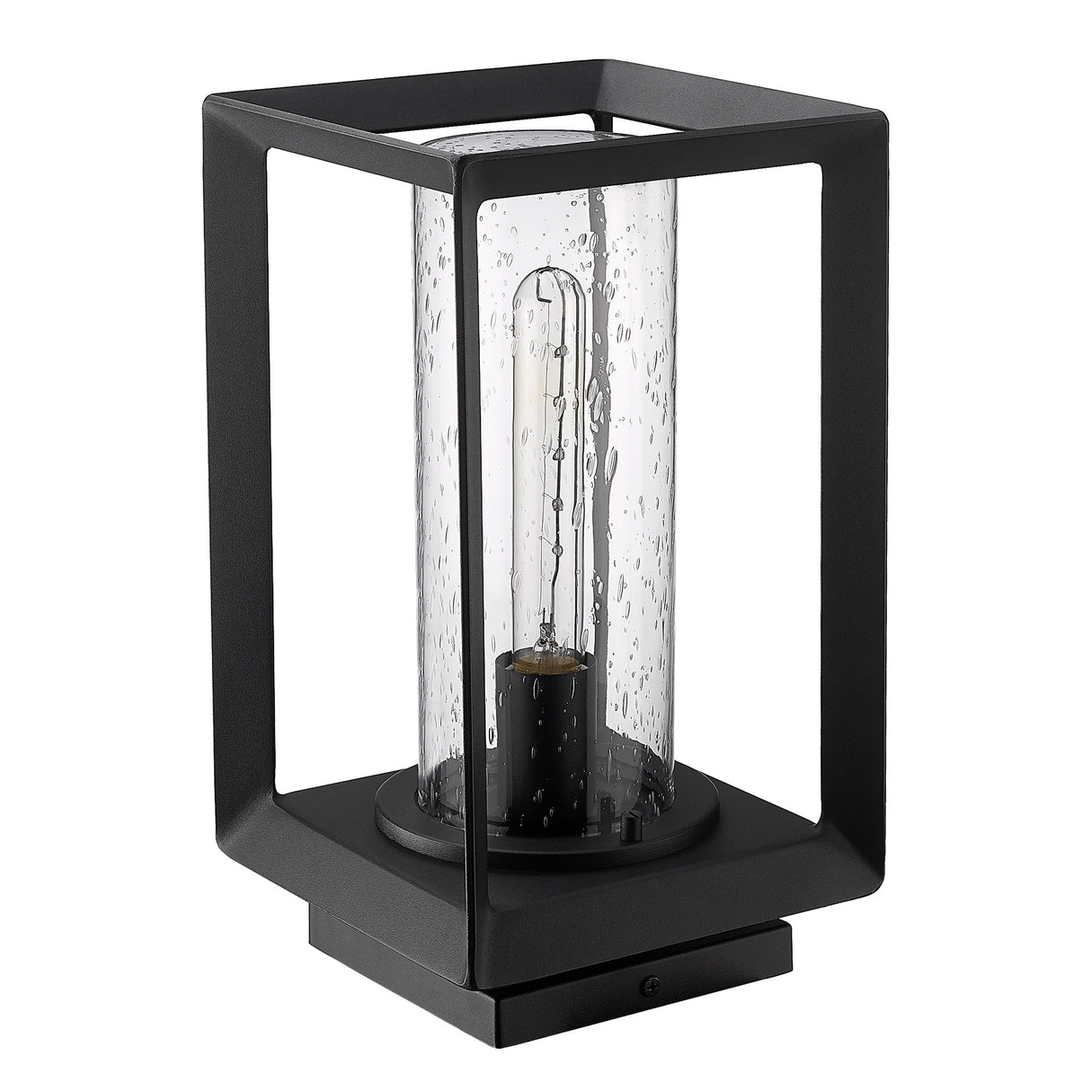 Smyth NB Pier Mount - Outdoor in Natural Black with Seeded Glass Shade