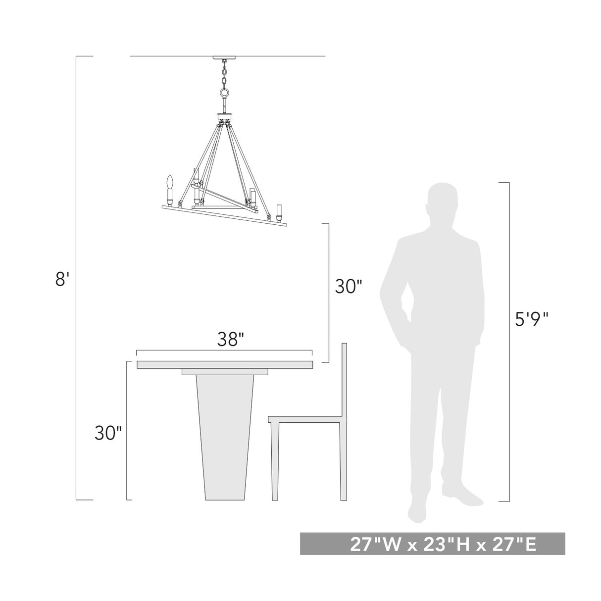 Garvin CH 6 Light Chandelier in Chrome