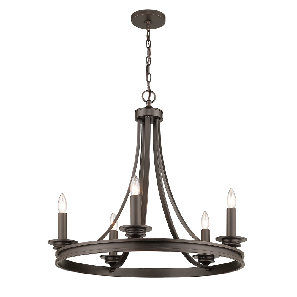 Saldano 5-light Chandelier in a Rubbed Bronze finish