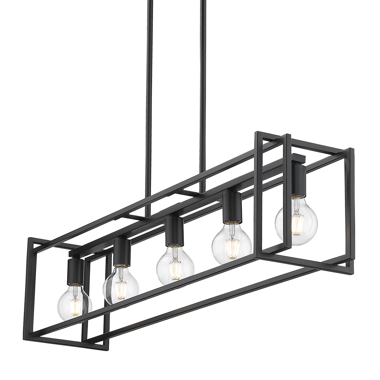 Tribeca Linear Pendant in Matte Black with Matte Black Accents