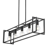 Tribeca Linear Pendant in Matte Black with Matte Black Accents