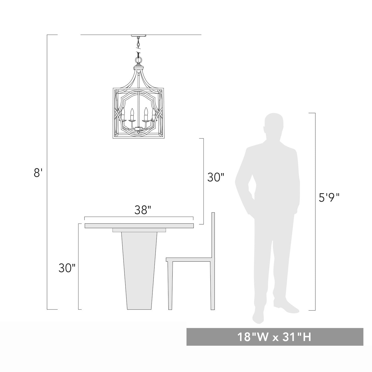 Laurent 4-Light Pendant in Antique Ivory