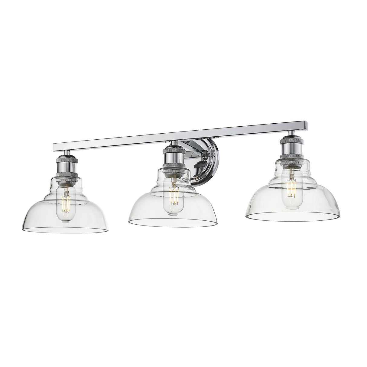 Carver 3-Light Bath Vanity in Chrome with Clear Glass Shades