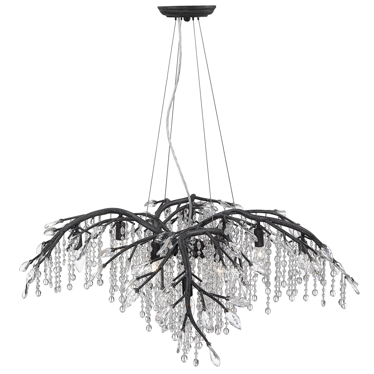 Autumn Twilight 12 Light Chandelier in Black Iron