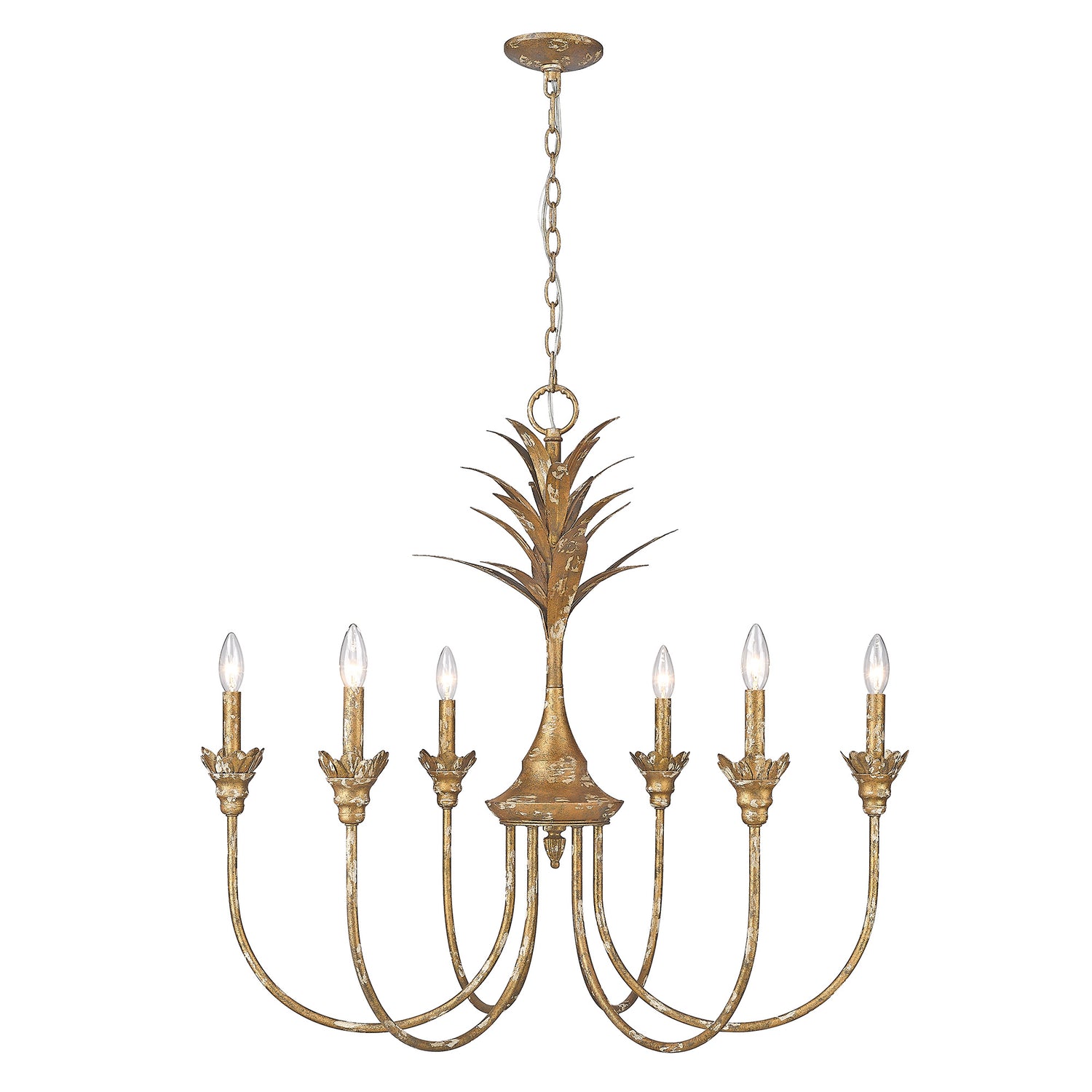 Lillianne HG 6 Light Chandelier in Heirloom Gold