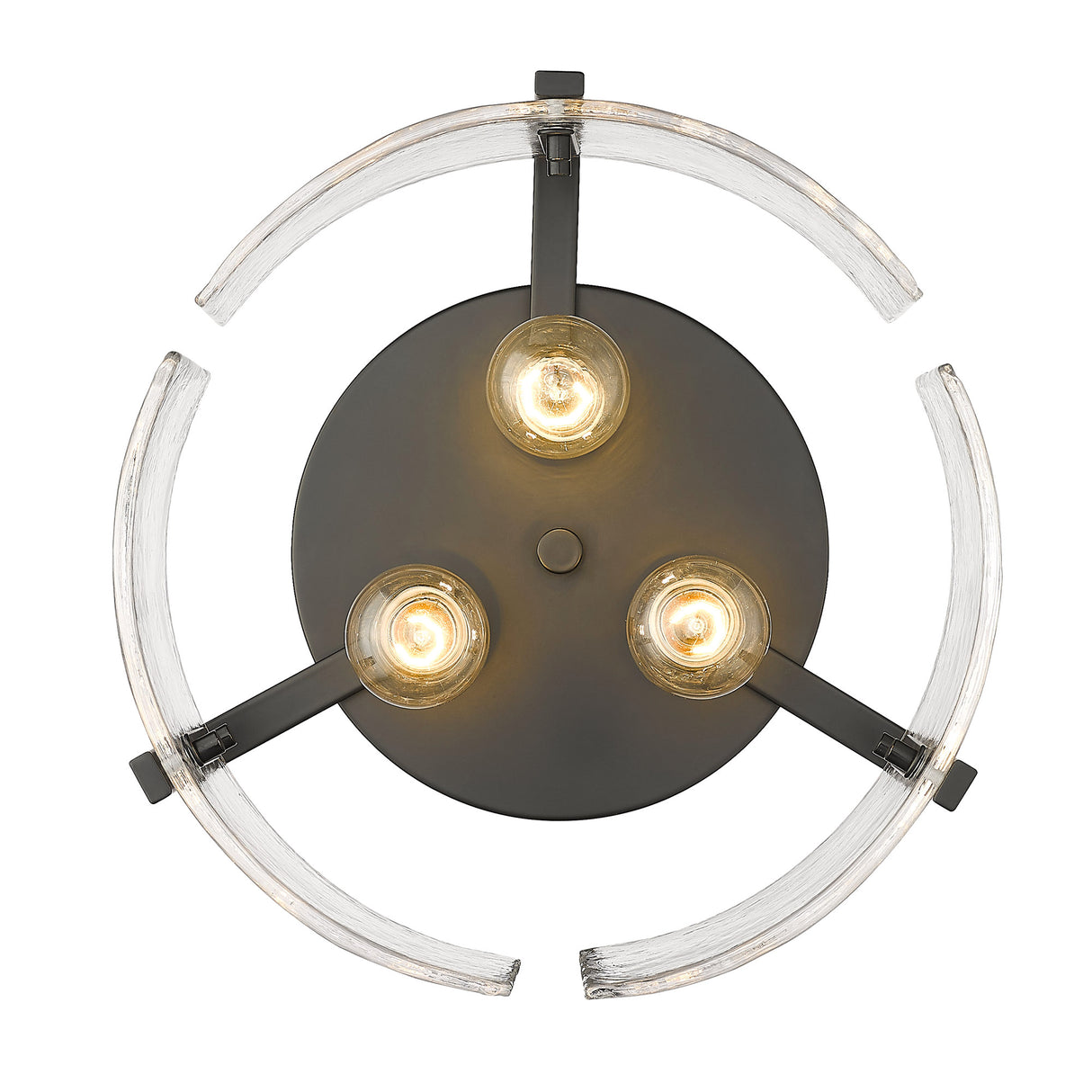 Aenon 3-Light Flush Mount in Matte Black with Hammered Water Glass
