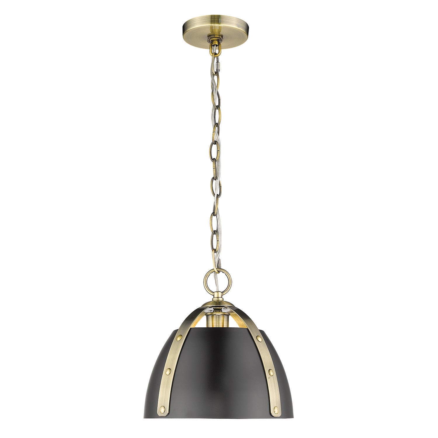 Aldrich AB Small Pendant in Aged Brass with Matte Black Shade