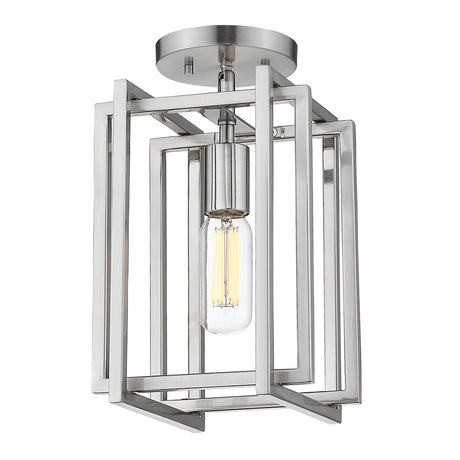 Tribeca 1-Light Semi-Flush in Pewter with Pewter Accents