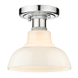 Carver CH Flush Mount in Chrome with Vintage Milk Glass Shade