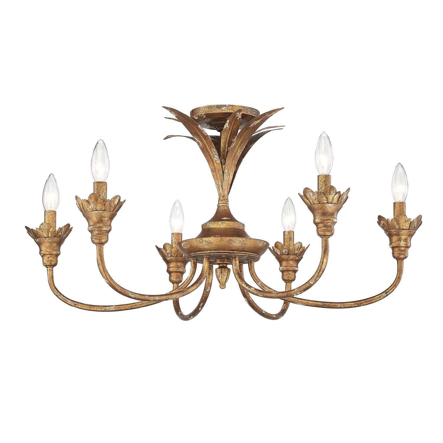 Lillianne HG 6 Light Semi-Flush in Heirloom Gold