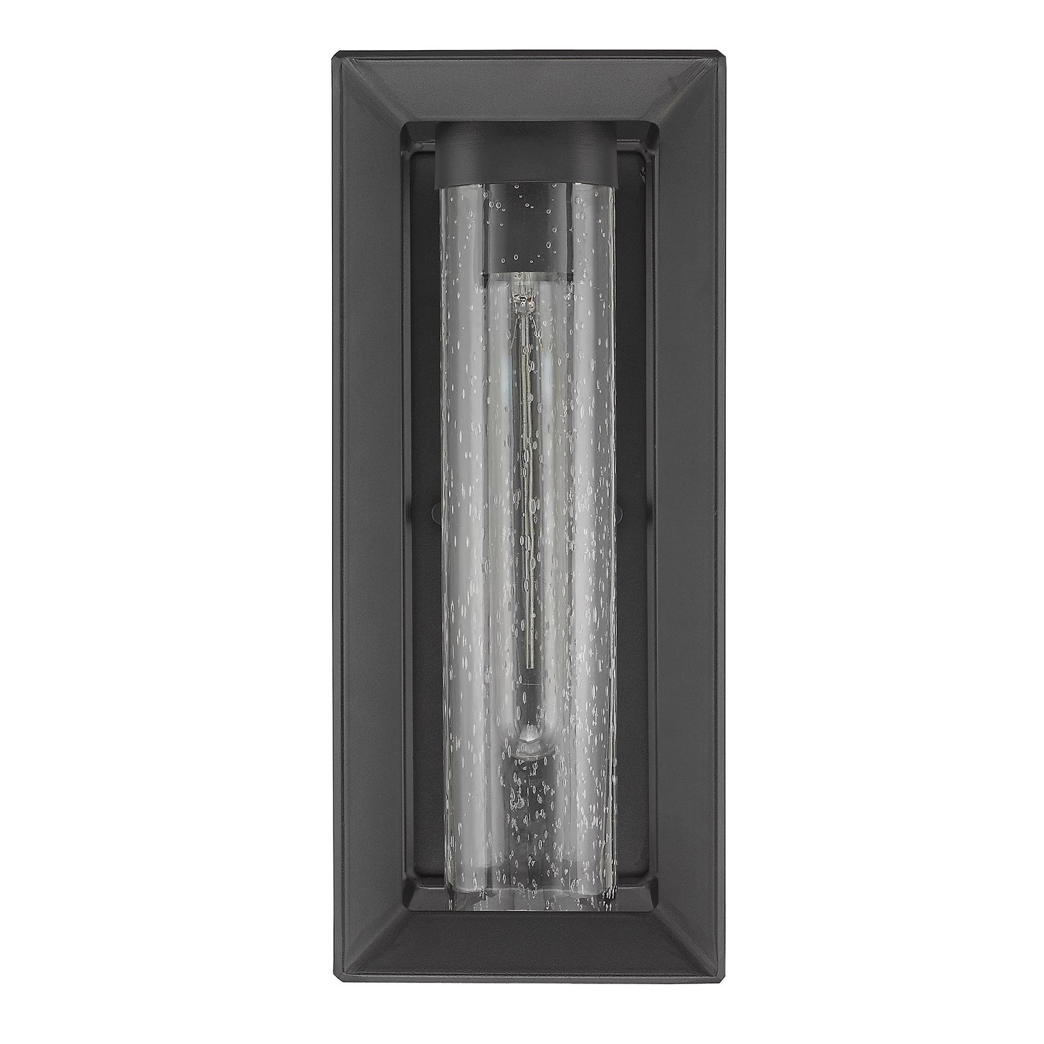Smyth Outdoor Medium Wall Sconce in Natural Black with Seeded Glass