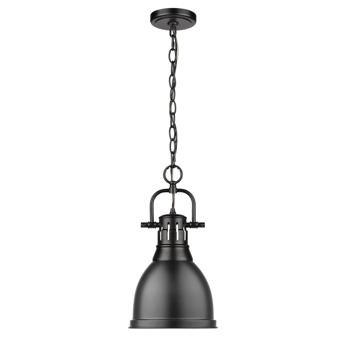 Duncan Small Pendant with Chain in Matte Black with a Matte Black Shade