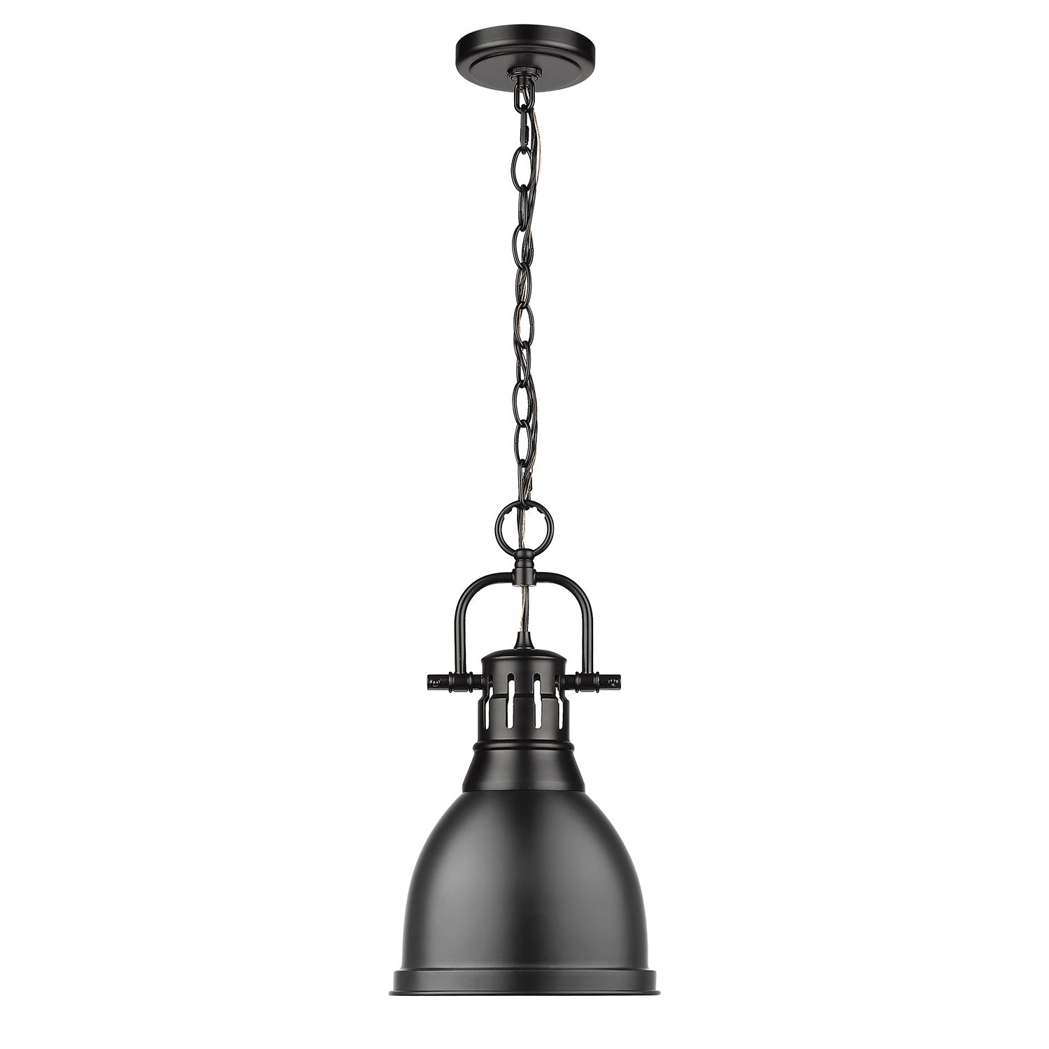 Duncan Small Pendant with Chain in Matte Black with a Matte Black Shade
