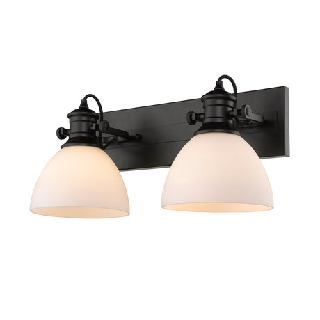 Hines 2-Light Bath Vanity in Matte Black with Opal Glass