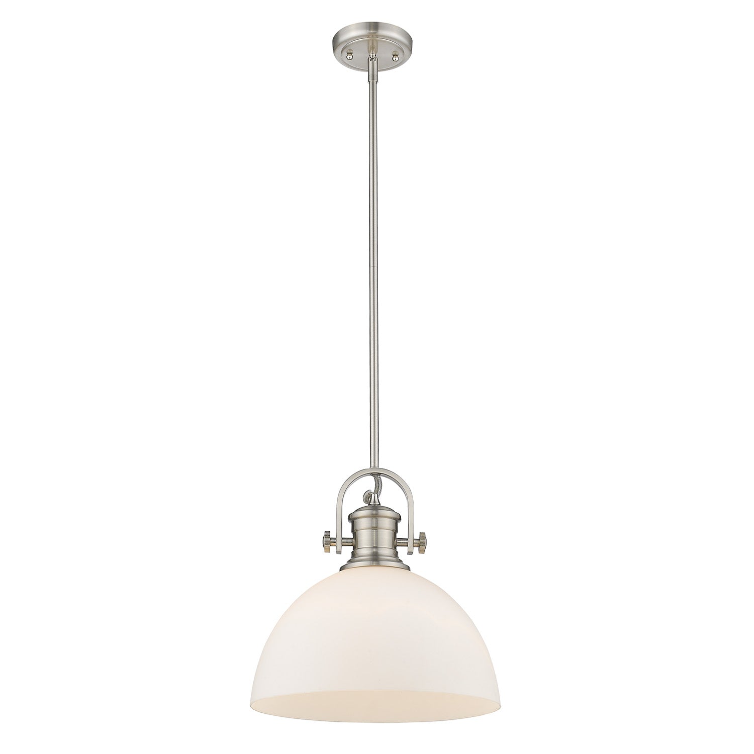 Hines 1-Light Pendant in Pewter with Opal Glass