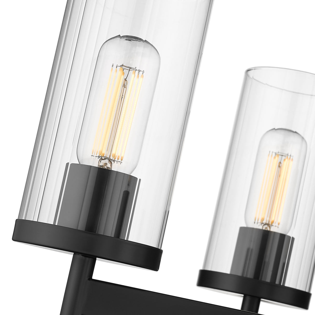 Winslett 3-Light Chandelier in Matte Black with Ribbed Clear Glass Shades