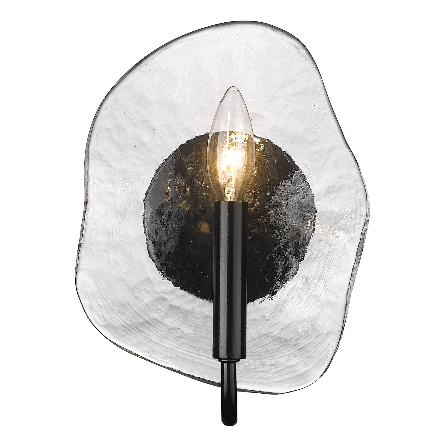 Samara 1 Light Wall Sconce in Matte Black with Hammered Water Glass Shade
