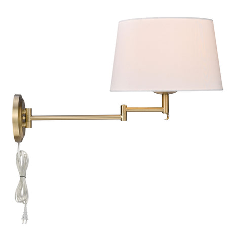 Eleanor Articulating Wall Sconce in Brushed Champagne Bronze with Modern White Shade