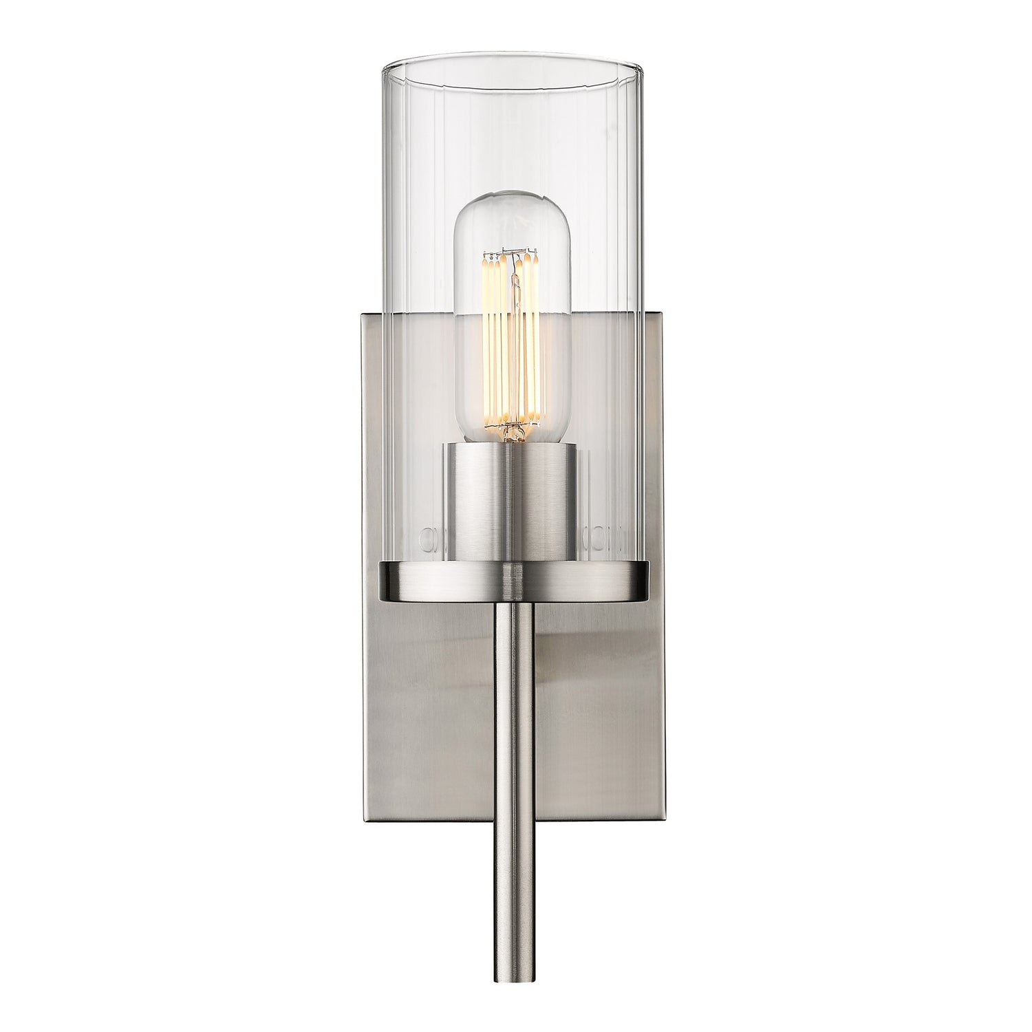 Winslett Wall Sconce in Pewter with Ribbed Clear Glas Shade
